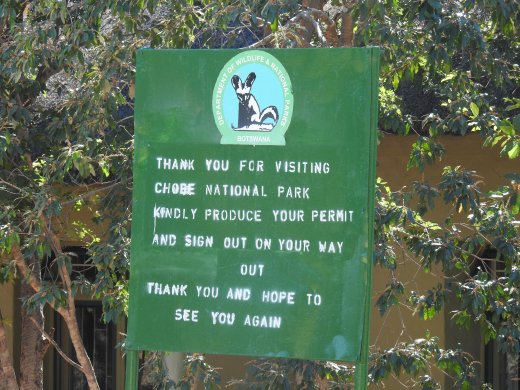 Chobe Park Sign
