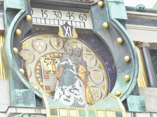 Der Anker Clock.Display at Noon - 11. Monarch Maria Theresa